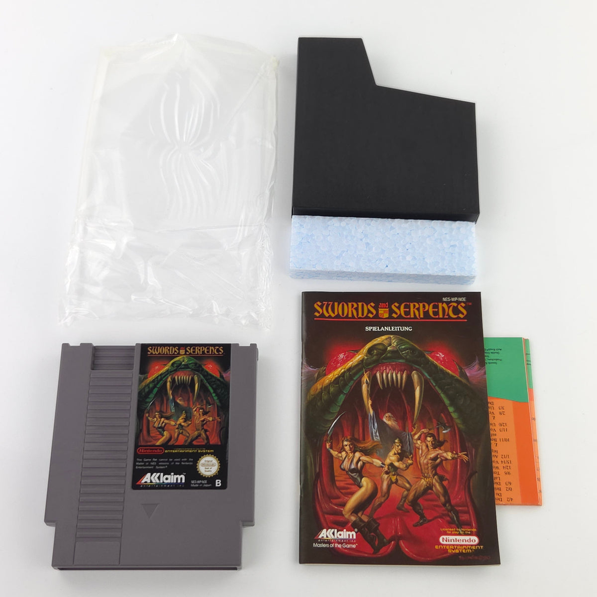Nintendo NES Spiel Swords and Serpents OVP CIB nahezu neuwertig