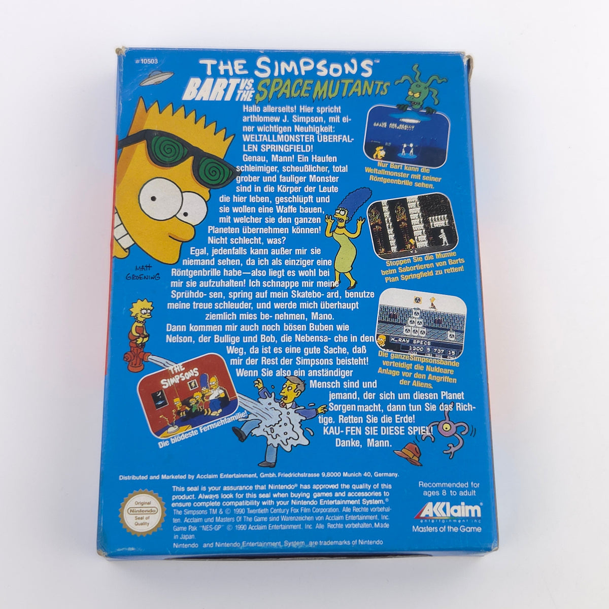 NES Spiel Bart VS. The Space Mutants OVP PAL-B NOE