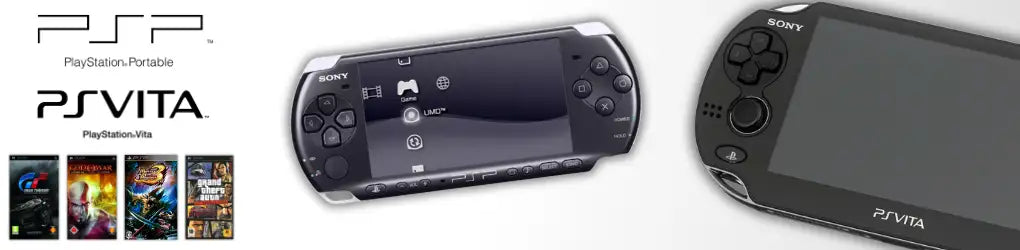 Schwarze Sony PS Vita Handheld-Gaming-Konsole mit glänzender Oberfläche und silberner Verzierung an den Rändern.