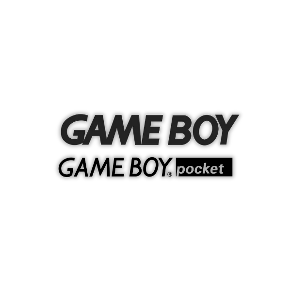 Schwarzer Game Boy-Logotext auf einem dunklen Hintergrund.