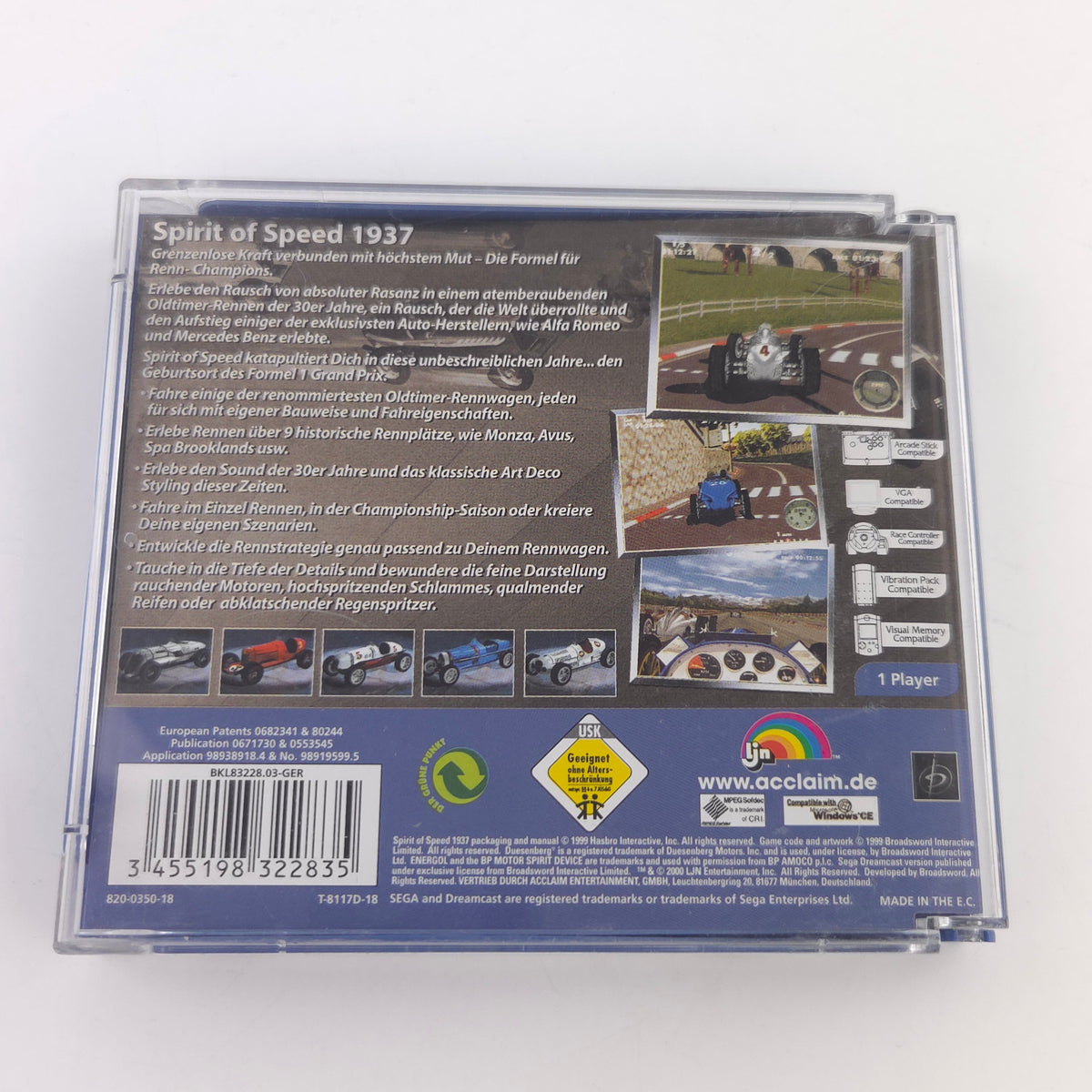 Sega Dreamcast Spiel Spirit of Speed 1937 OVP CIB PAL DE
