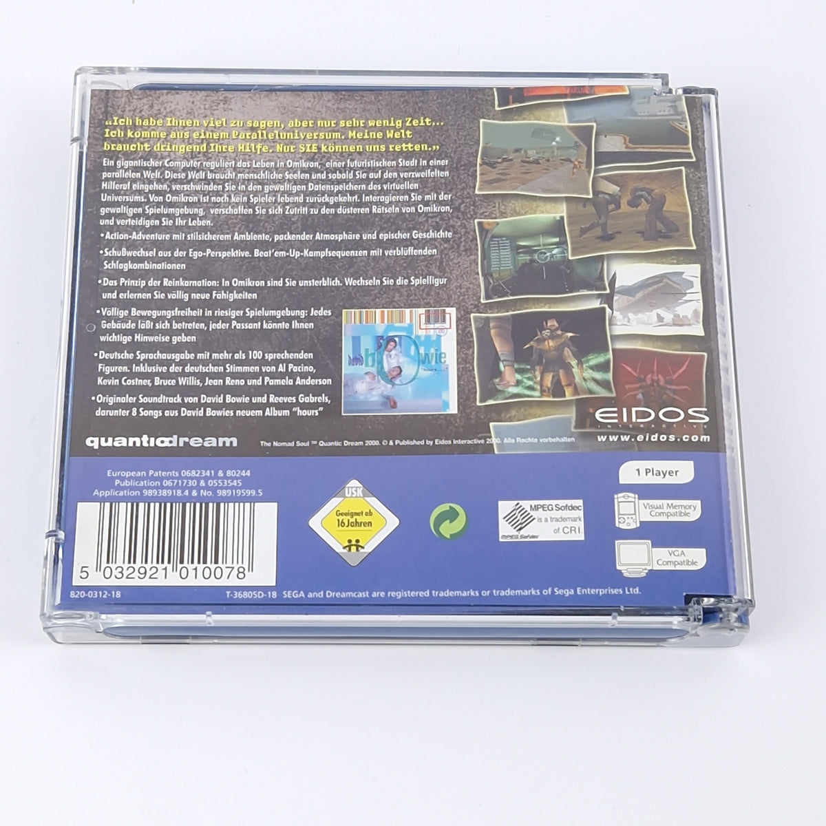 Sega Dreamcast Spiel – The Nomad Soul OVP PAL Anleitung