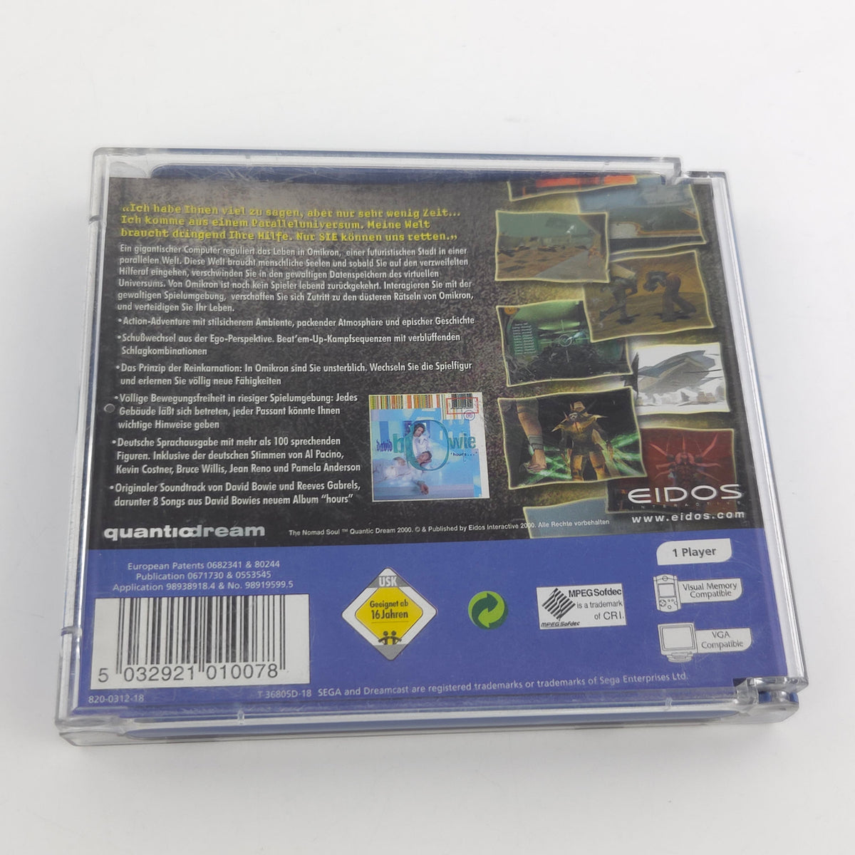 Sega Dreamcast Spiel The Nomad Soul DC OVP CIB PAL DE
