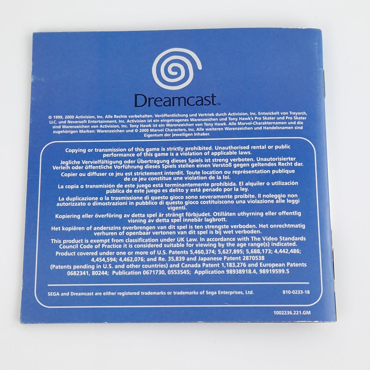 Sega Dreamcast Spiel – Tony Hawks Pro Skater 2 OVP PAL