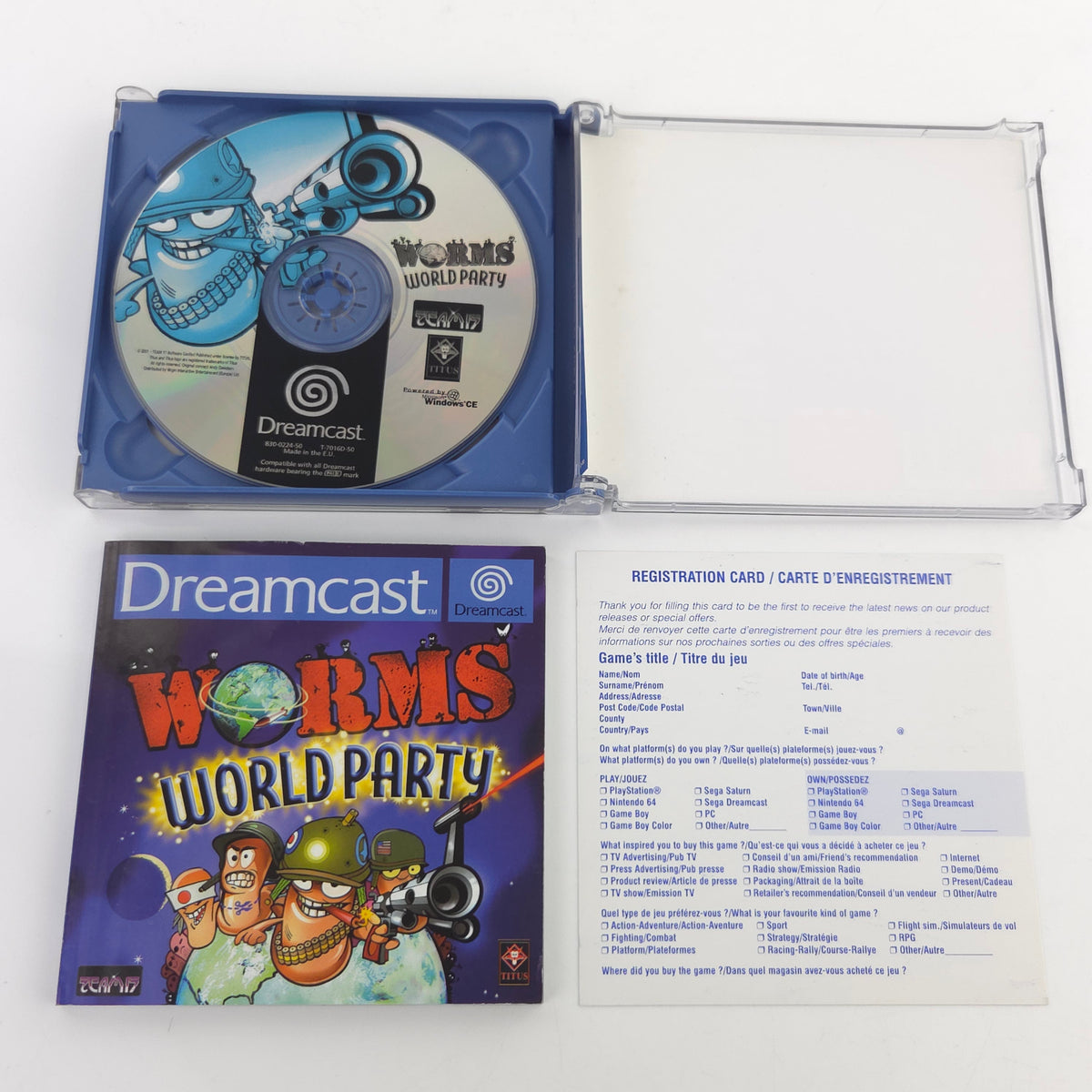Sega Dreamcast Spiel Worms World Party OVP CIB PAL Team17