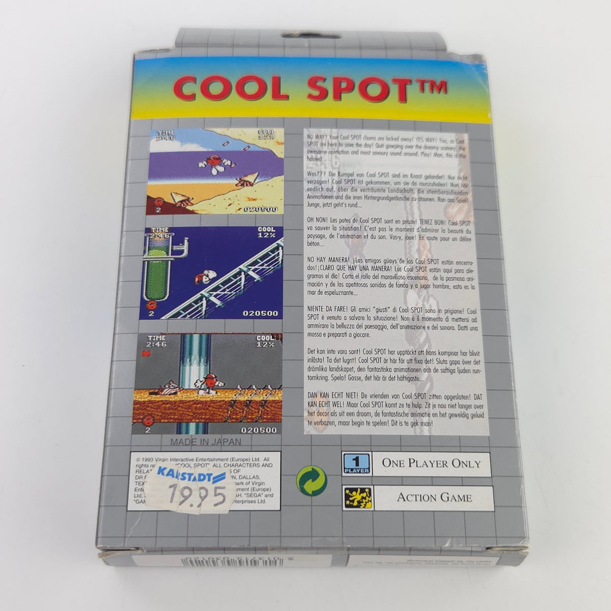 Sega Game Gear Spiel Cool Spot Modul Anleitung OVP PAL