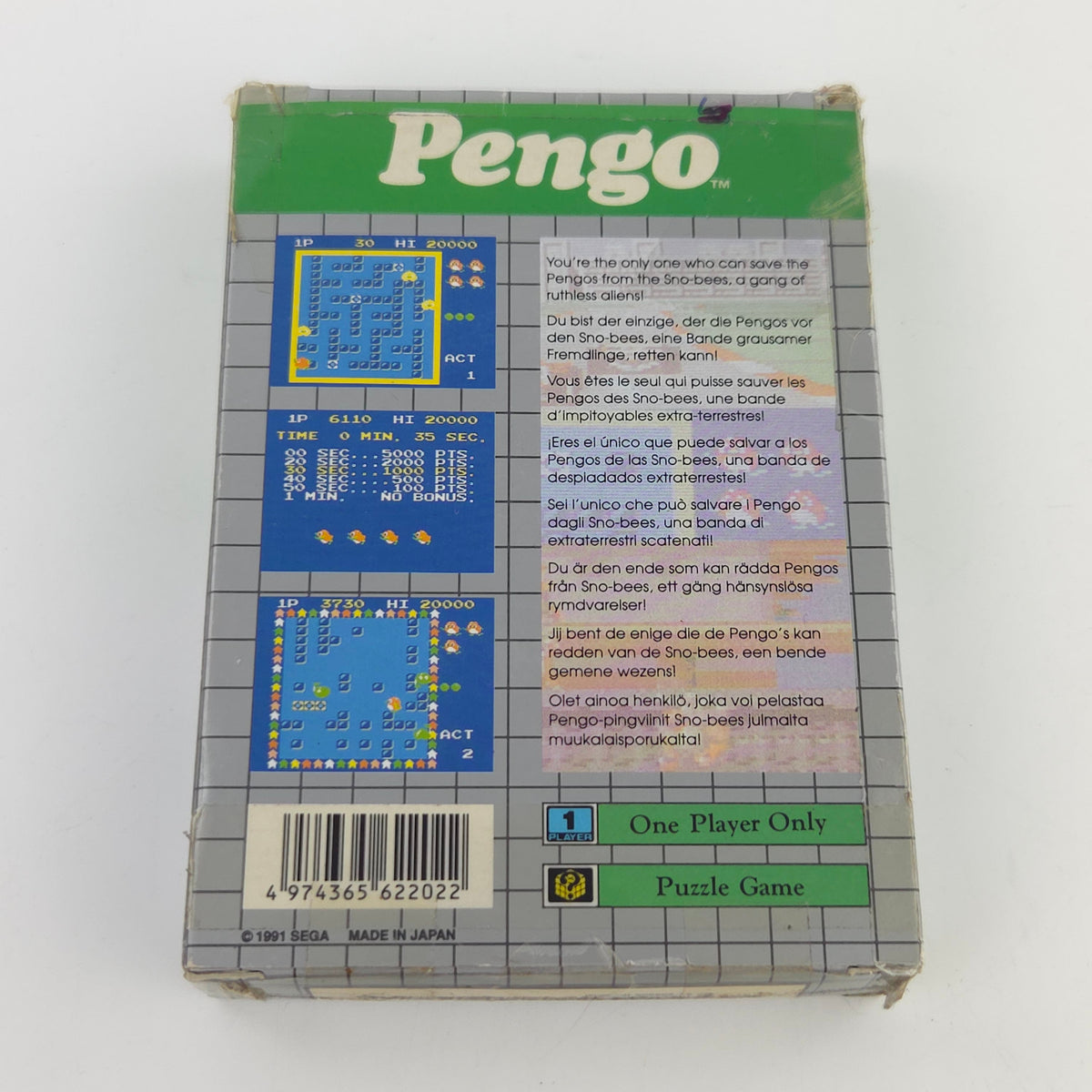 Sega Game Gear Spiel Pengo Modul Anleitung OVP PAL 1991