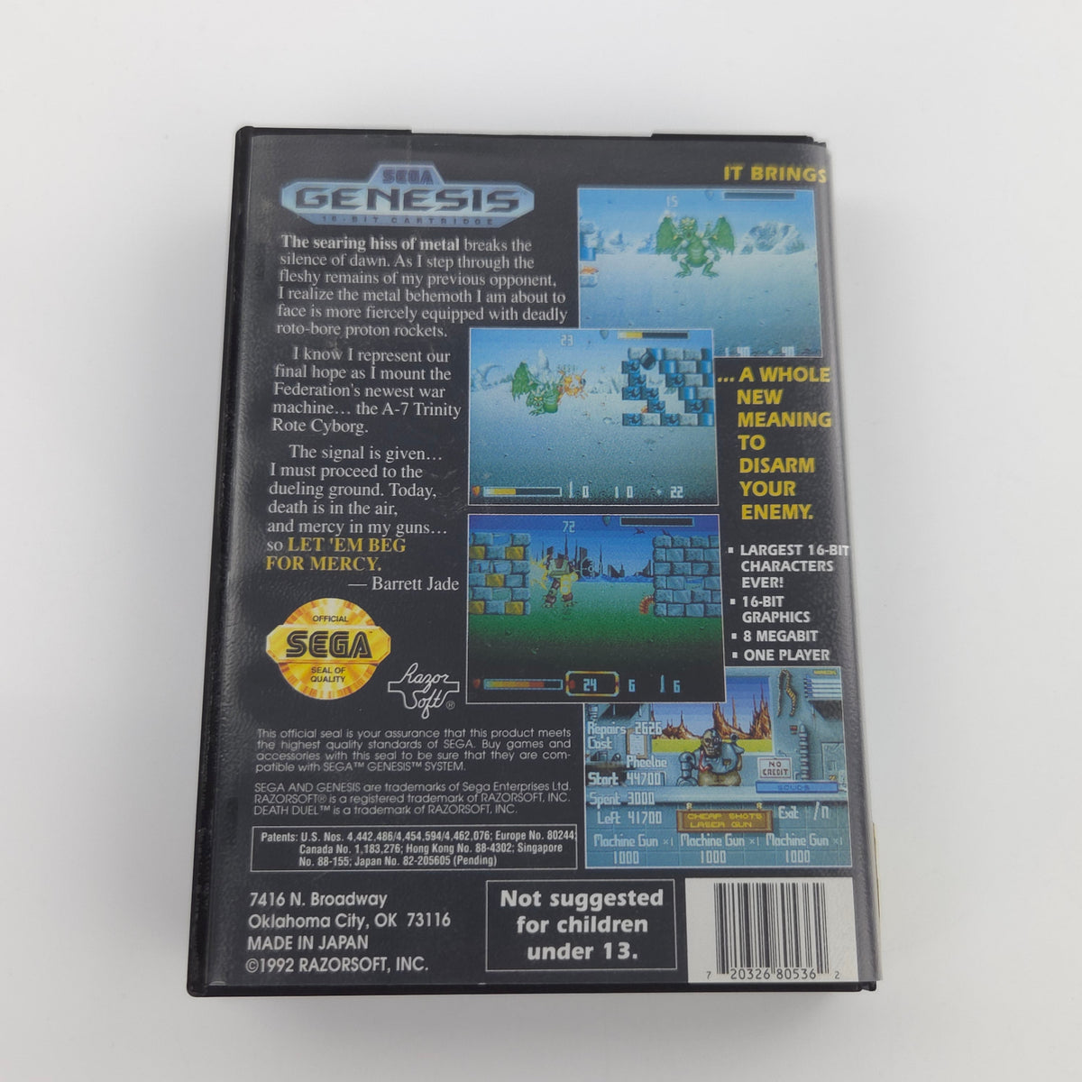 Sega Genesis Spiel Death Duel MD OVP NTSC USA Sehr gut