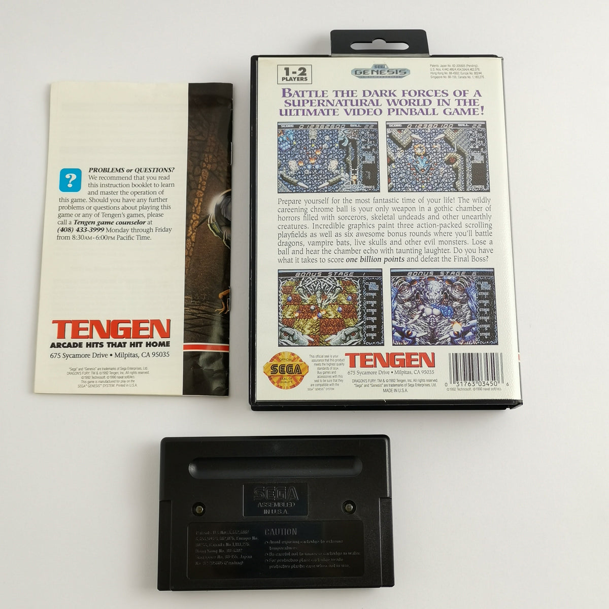 Sega Genesis Spiel – Dragons Fury OVP Anleitung NTSC USA