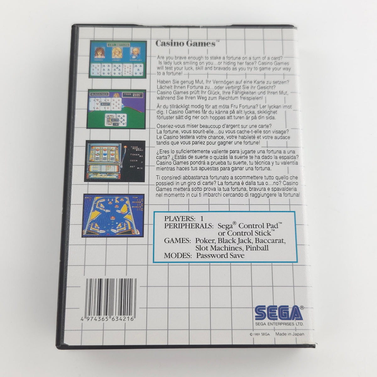 Sega Master System Spiel Casino Games MS Modul OVP PAL