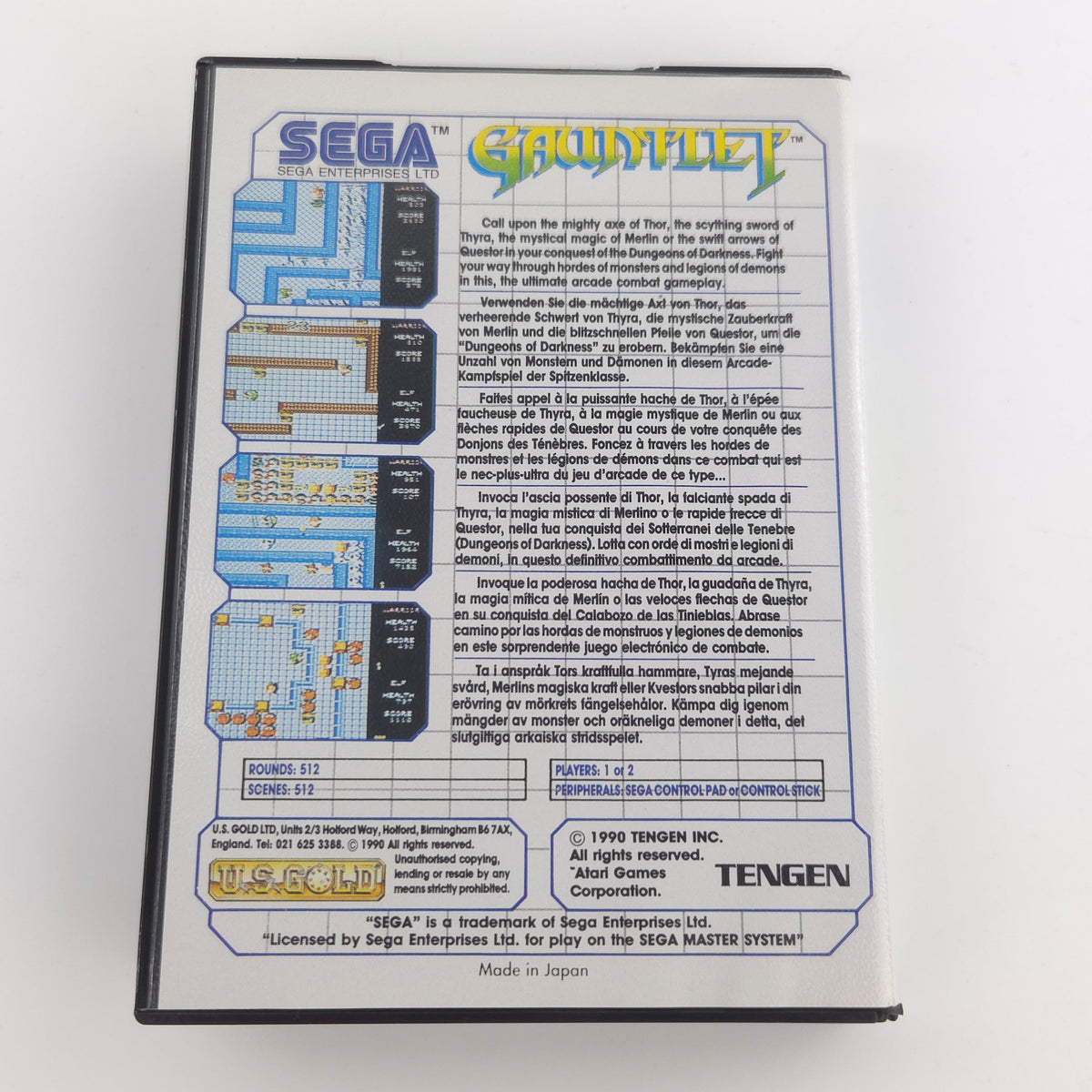 Sega Master System Spiel Gauntlet MS Modul OVP PAL 1990