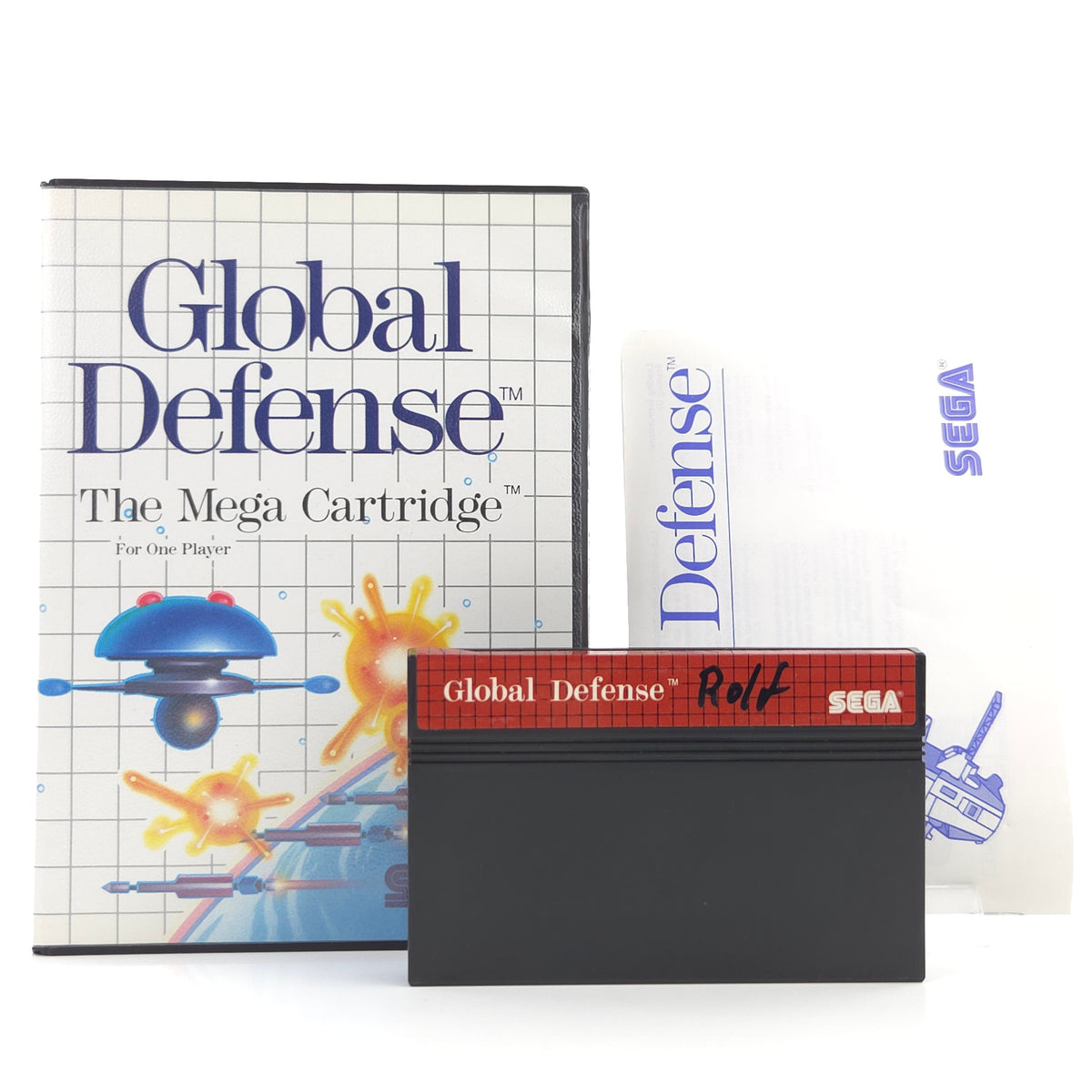 Sega Master System Spiel Global Defense OVP PAL 1988