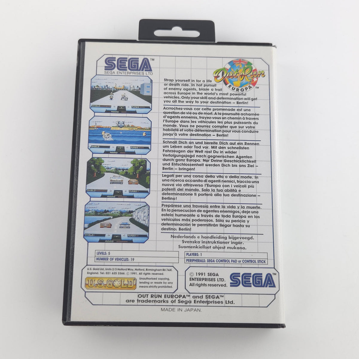 Sega Master System Spiel: Out Run Europa - Modul Anleitung OVP (PAL EUR)