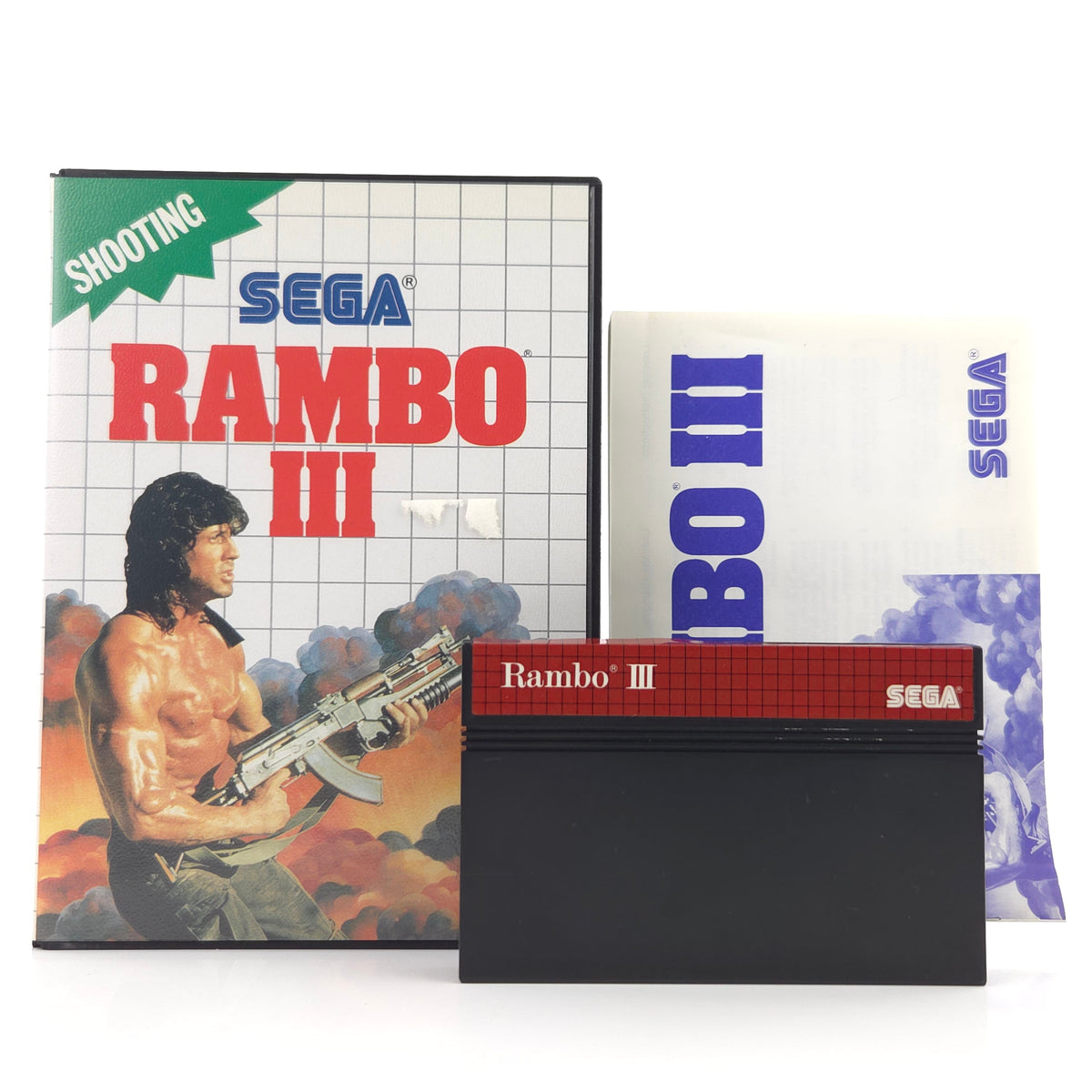 Sega Master System Spiel Rambo III MS Modul Anleitung OVP