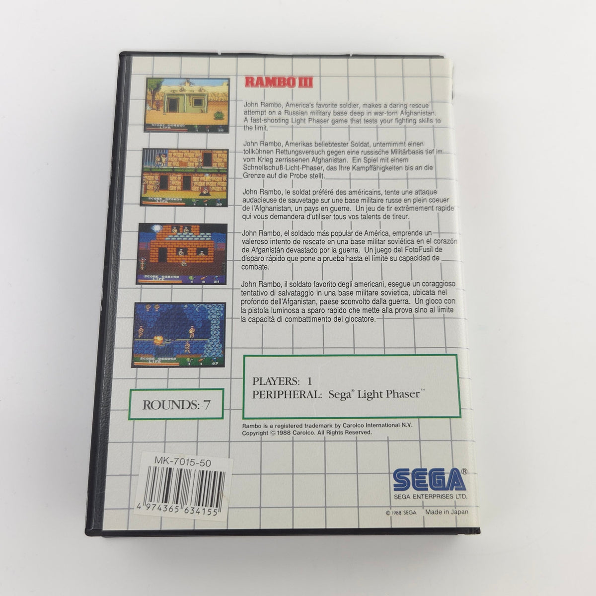 Sega Master System Spiel Rambo III MS Modul Anleitung OVP