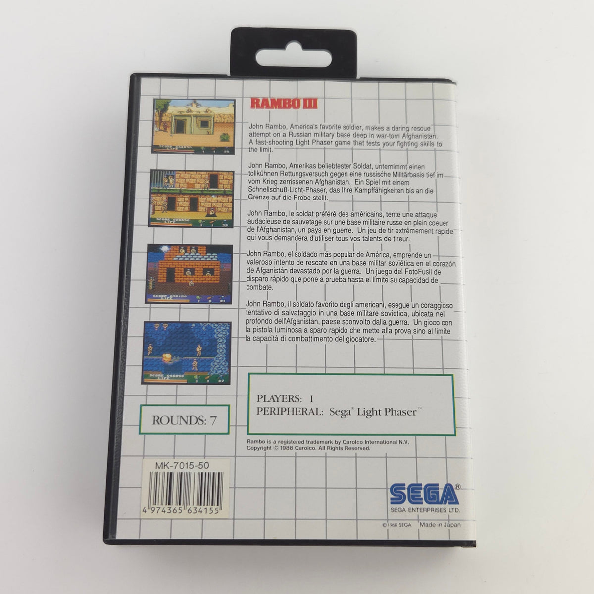 Sega Master System Spiel Rambo III MS Modul OVP PAL EUR