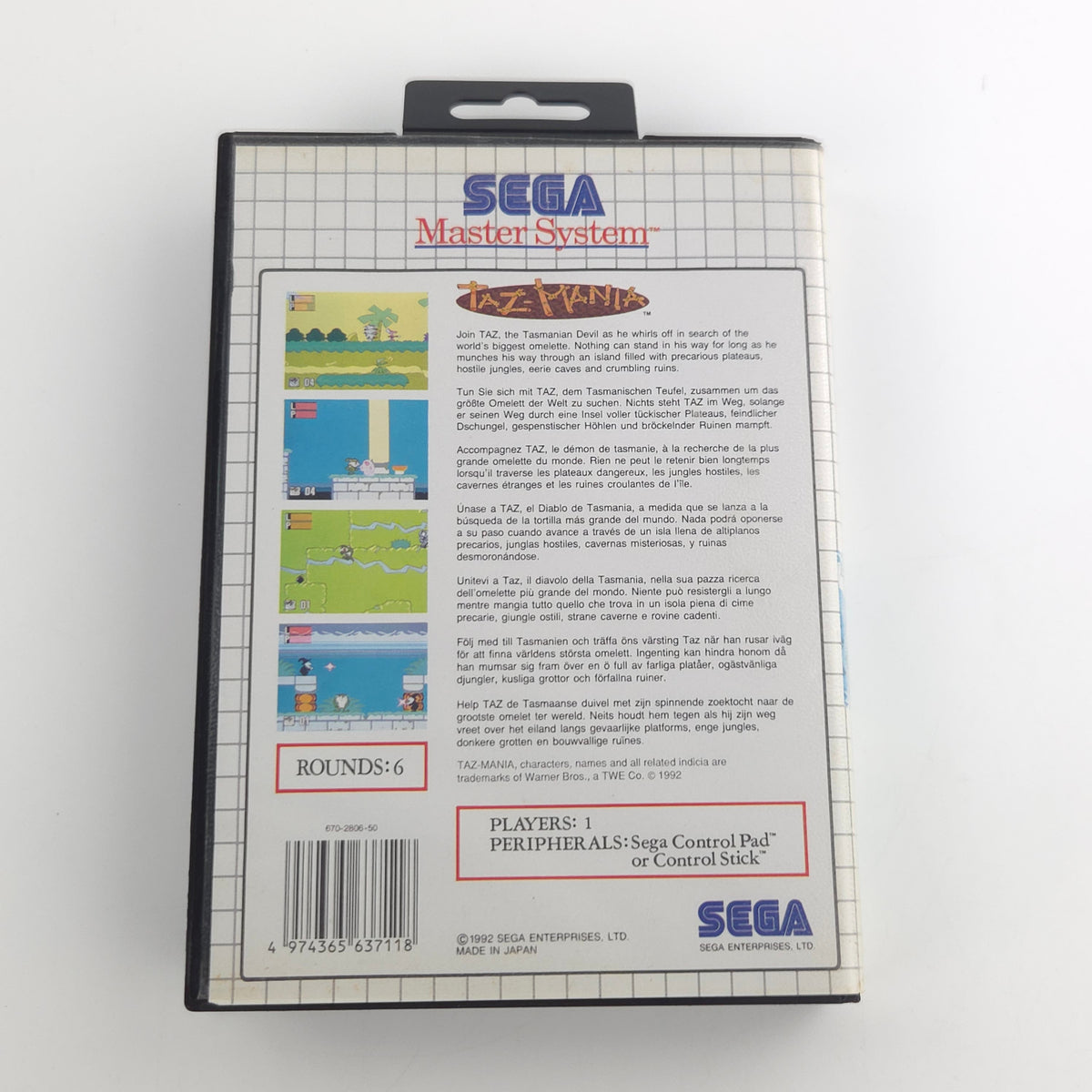 Sega Master System Spiel Taz-Mania Modul Anleitung OVP