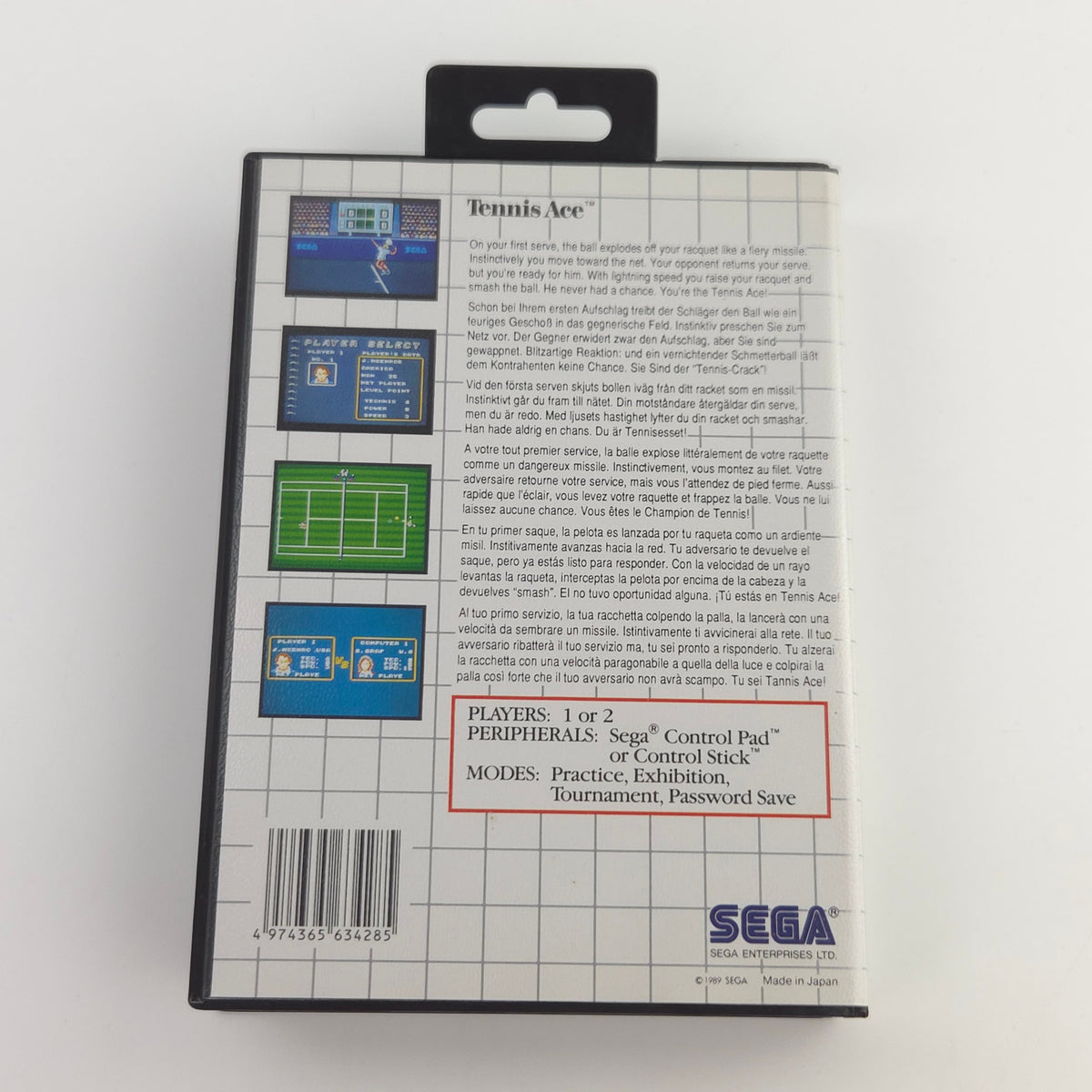 Sega Master System Spiel Tennis Ace MS Komplett PAL OVP