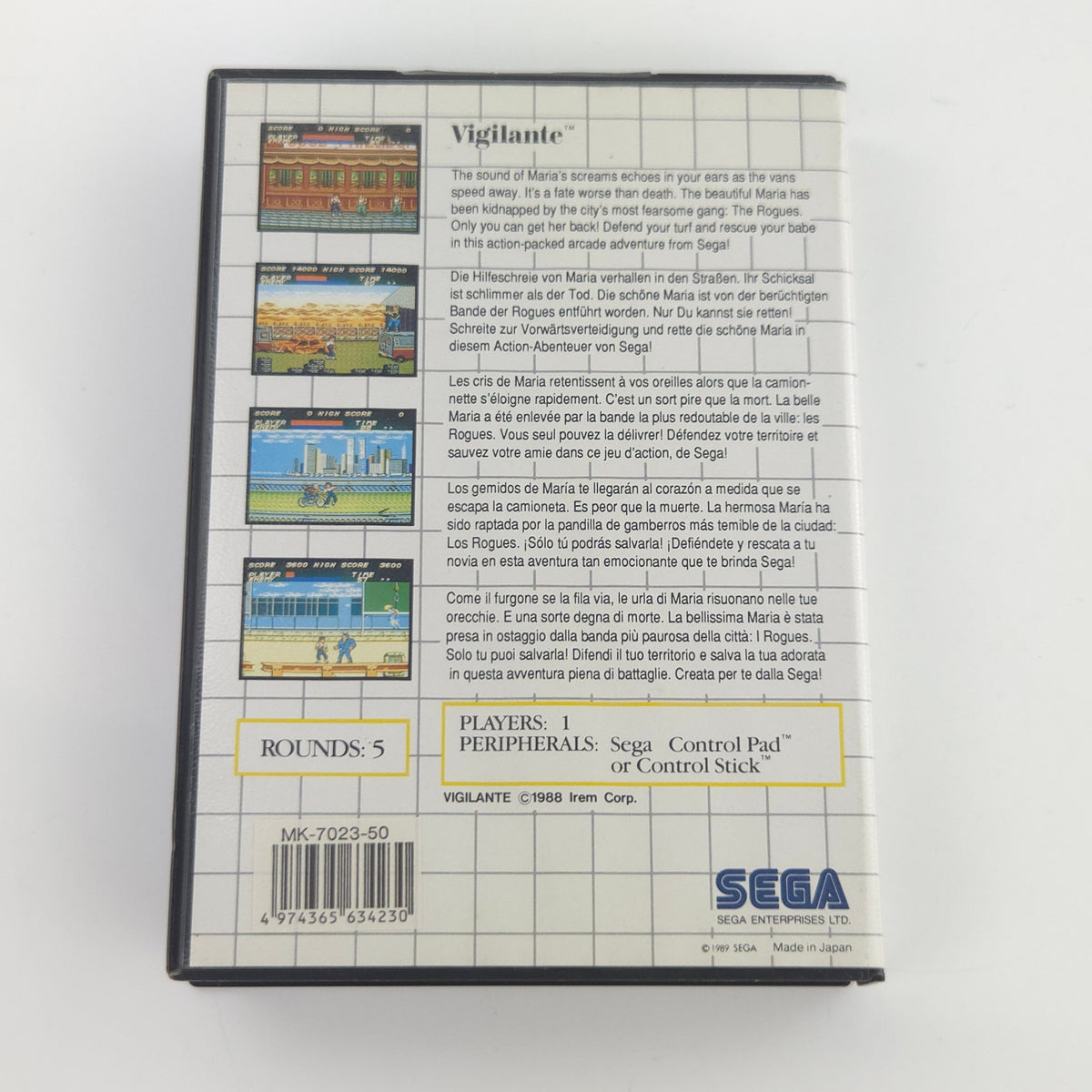 Sega Master System Spiel Vigilante MS OVP CIB PAL Arcade
