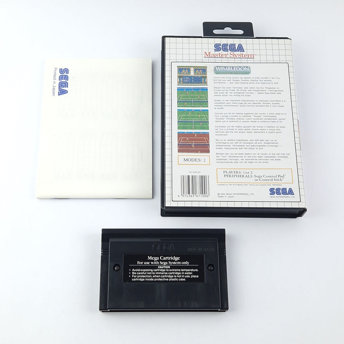 Sega Master System Spiel – Wimbledon Tennis OVP Anleitung