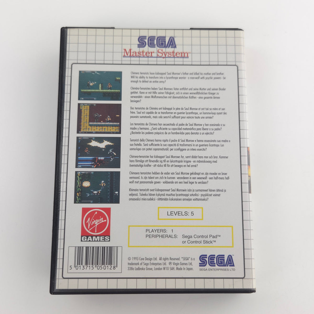 Sega Master System Spiel Wolfchild Modul Anleitung OVP PAL