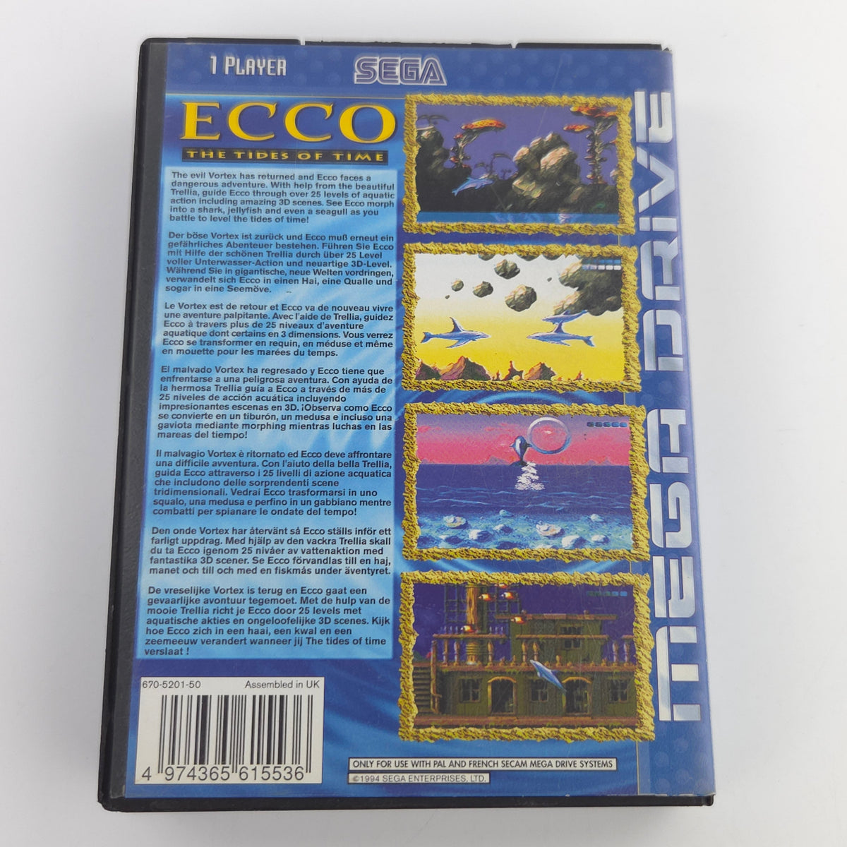 Mega Drive Spiel ECCO Tides of Time Modul Anleitung OVP