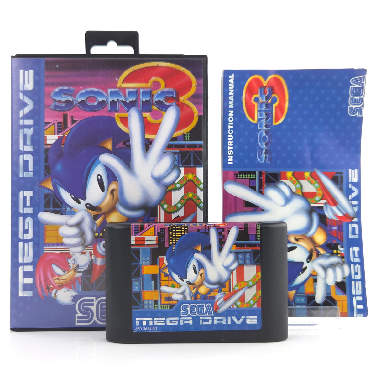Sega Mega Drive Spiel Sonic 3 Modul Anleitung OVP PAL EUR