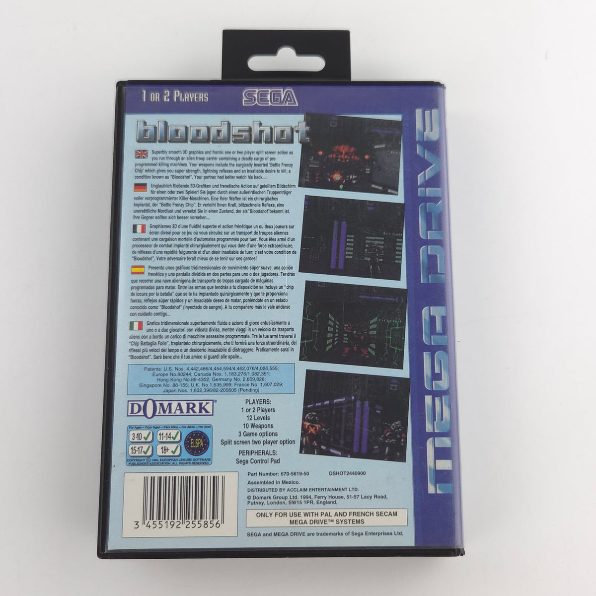 Sega Mega Drive Spiel Bloodshot MD OVP CIB PAL Domark