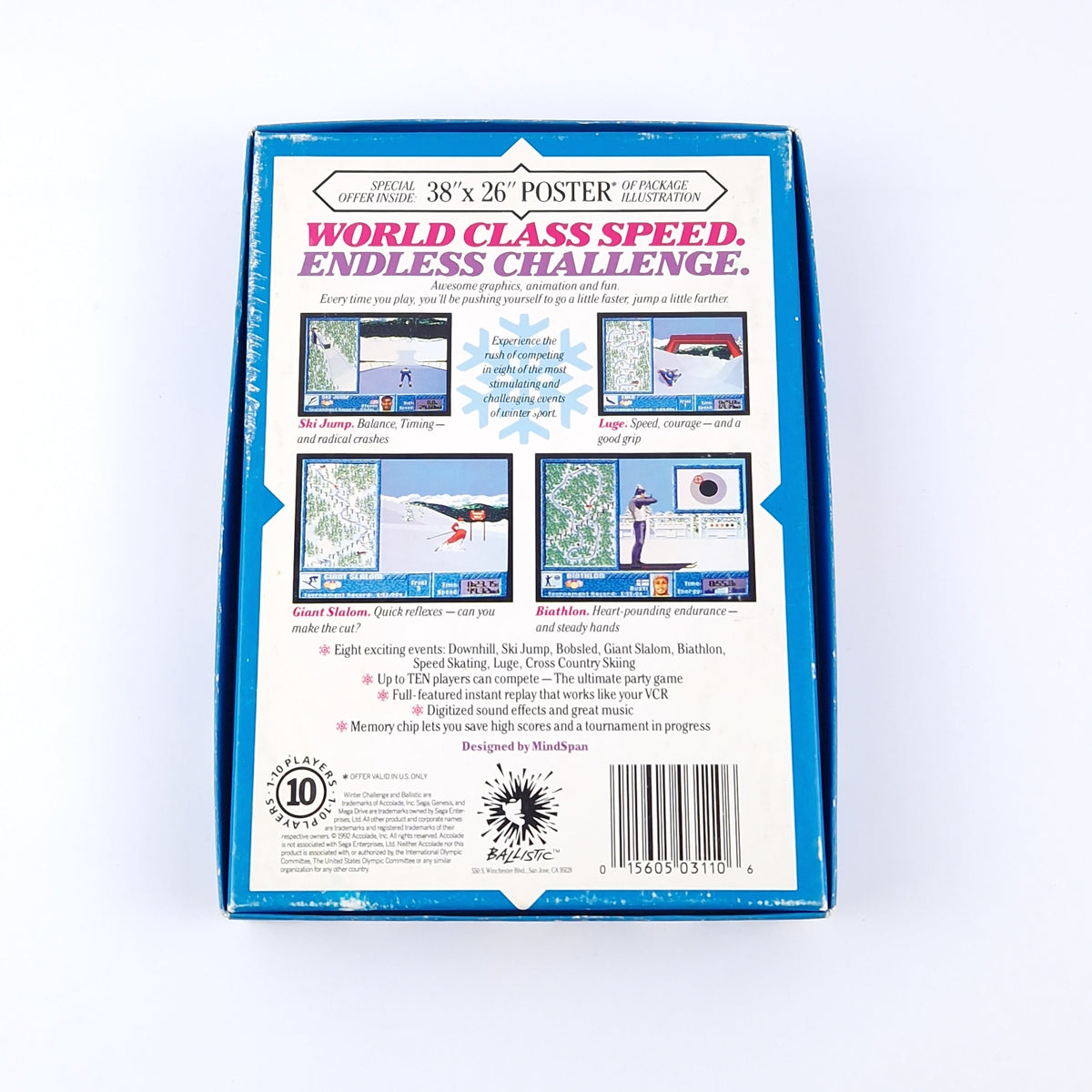 Sega Mega Drive Spiel: Winter Challenge mit Papp OVP Anleitung Modul | PAL Game