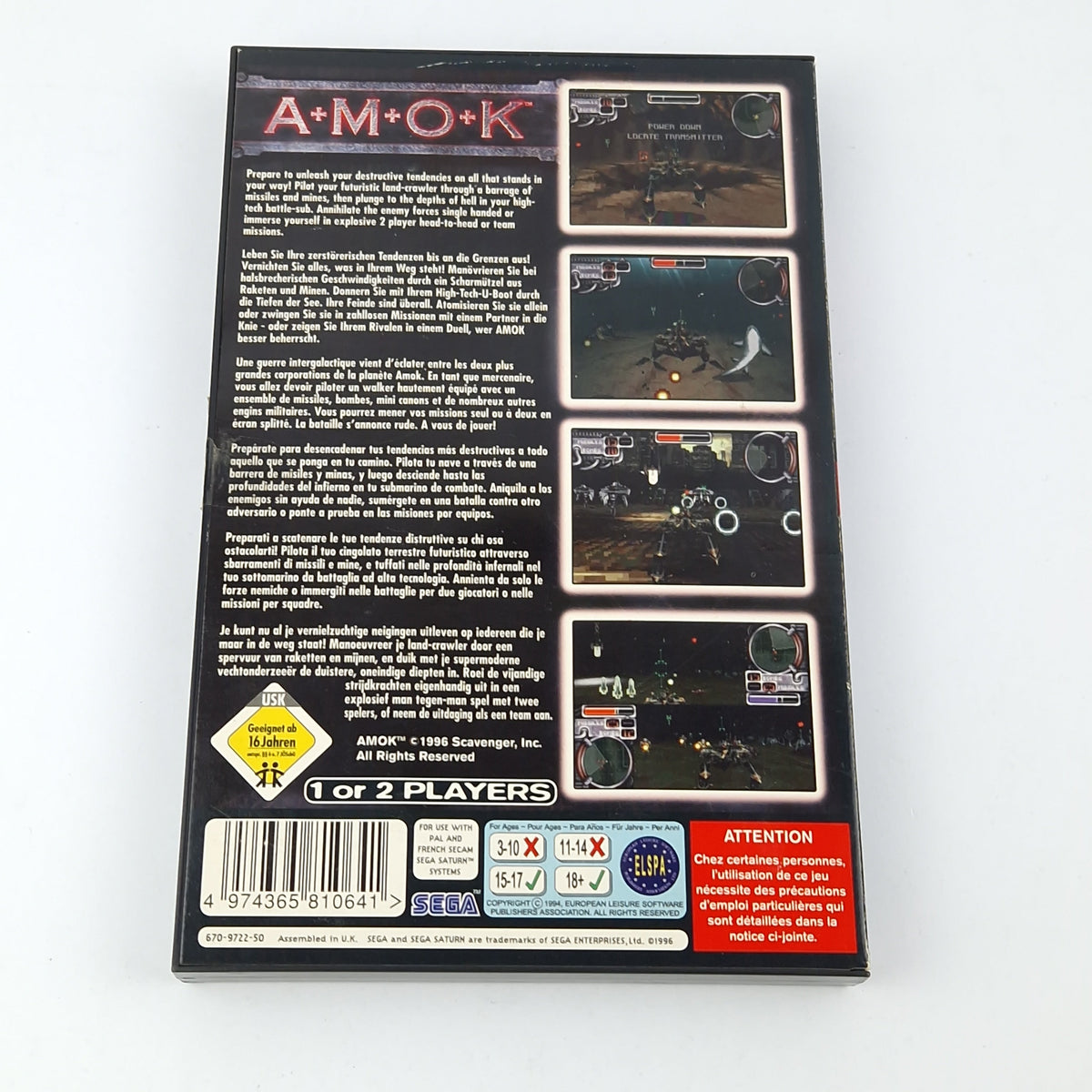 Sega Saturn Spiel – AMOK (PAL OVP Anleitung)
