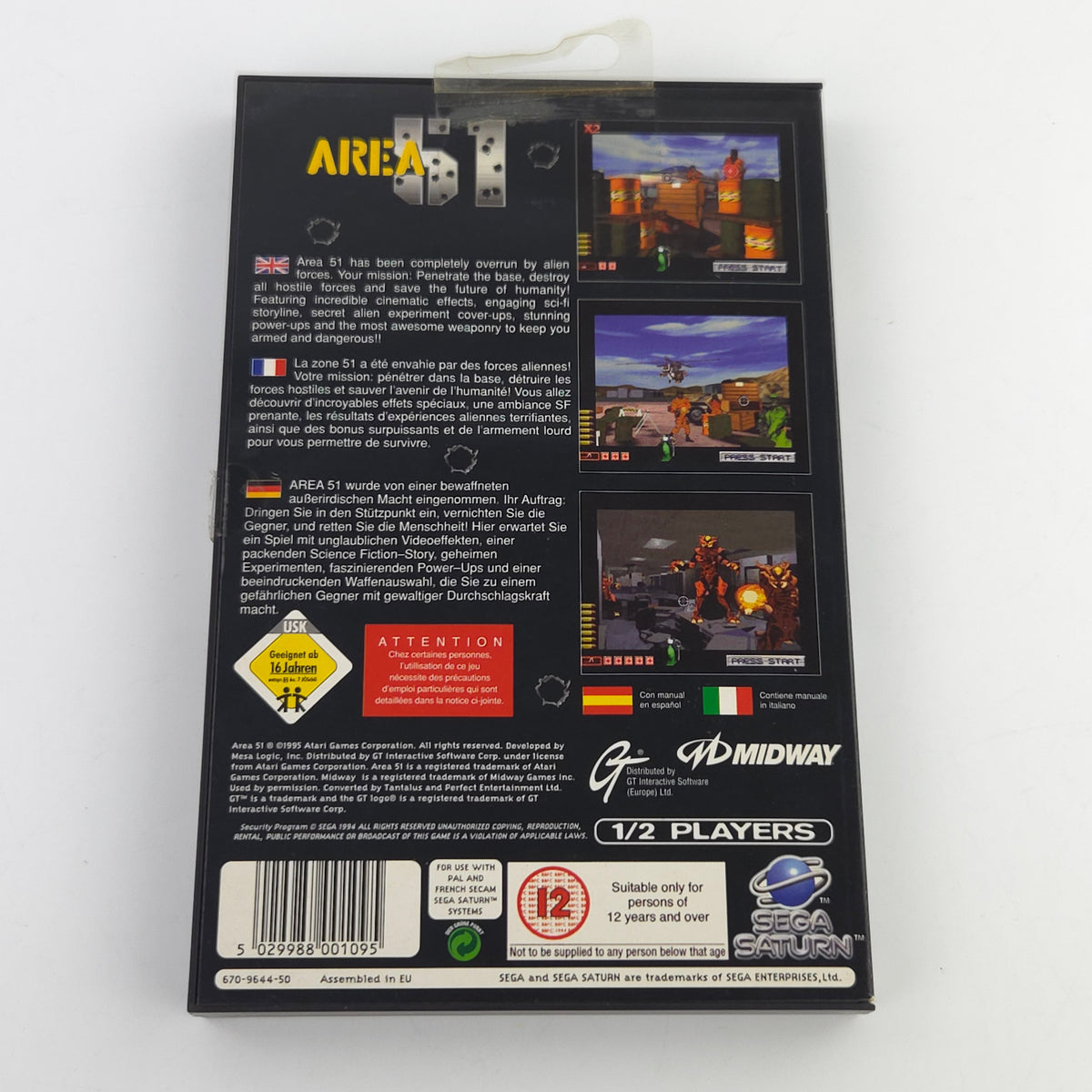Sega Saturn Spiel Area 51 OVP Anleitung PAL EUR Midway