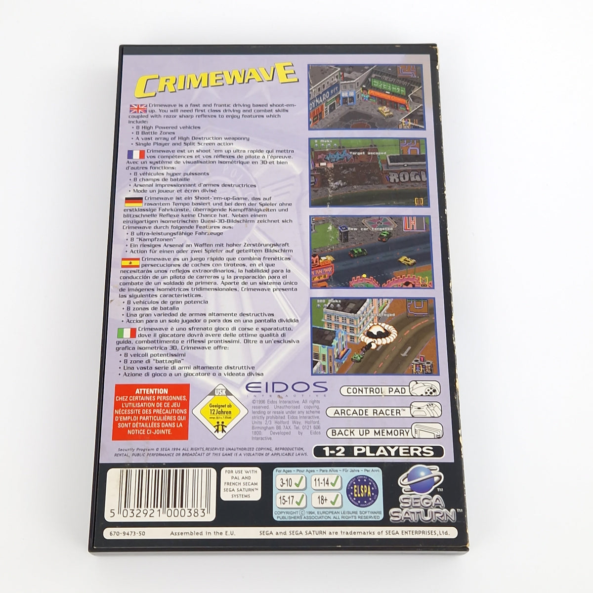 Sega Saturn Spiel – Crimewave mit OVP PAL Eidos