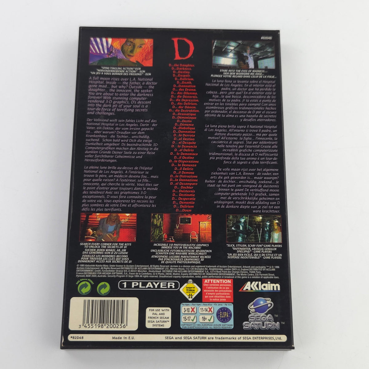 Sega Saturn Spiel D Horror OVP Anleitung PAL EUR CD