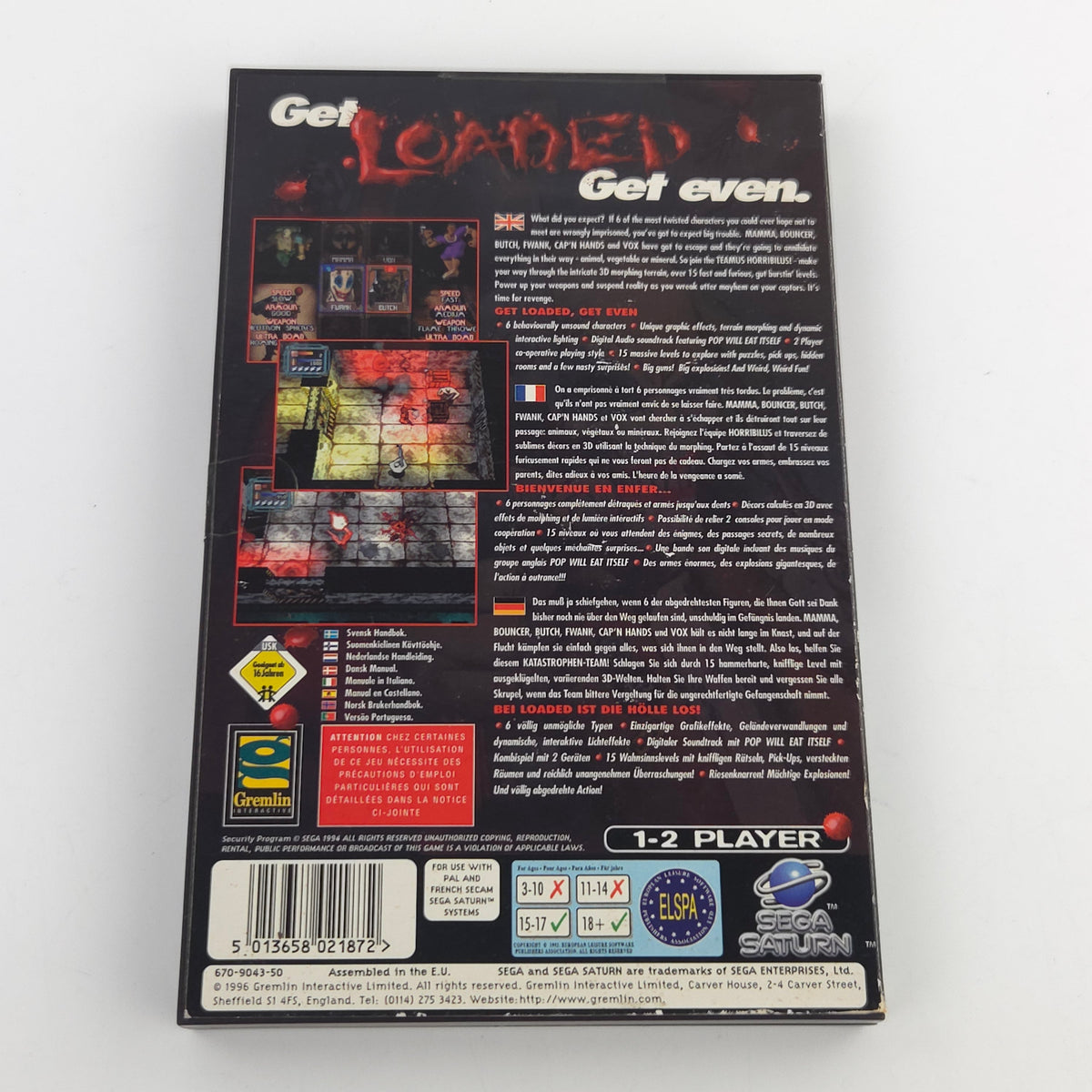 Sega Saturn Spiel Loaded OVP Anleitung CD PAL EUR
