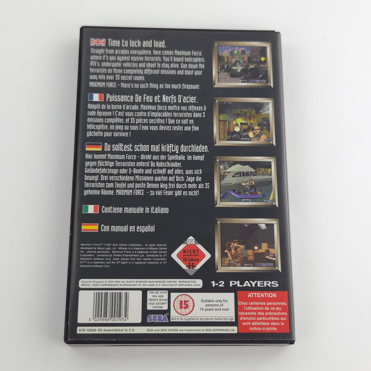 Sega Saturn Spiel Maximum Force OVP CD PAL EUR USK18