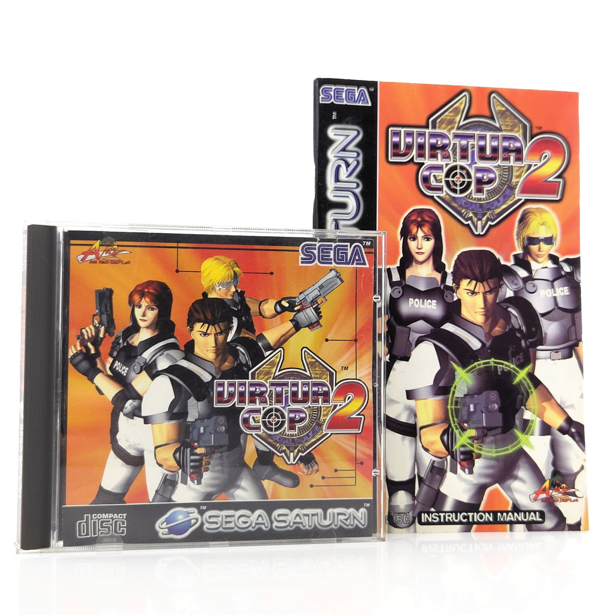 Sega Saturn Spiel Virtua Cop 2 CD Anleitung PAL EUR USK18