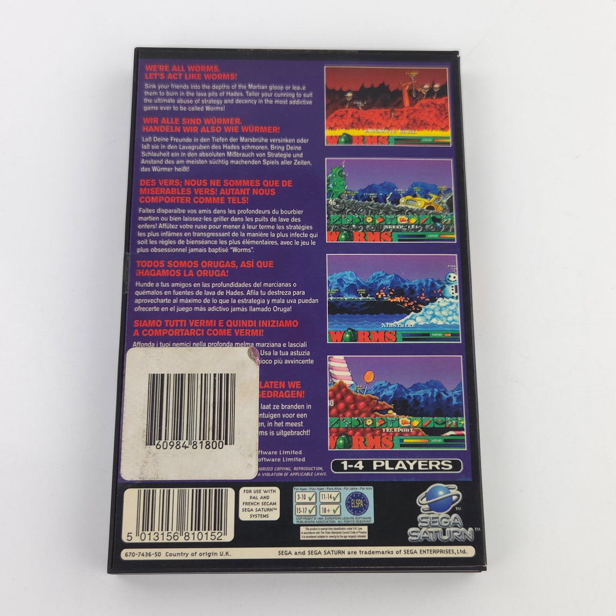 Sega Saturn Spiel Worms OVP Anleitung PAL EUR Ocean