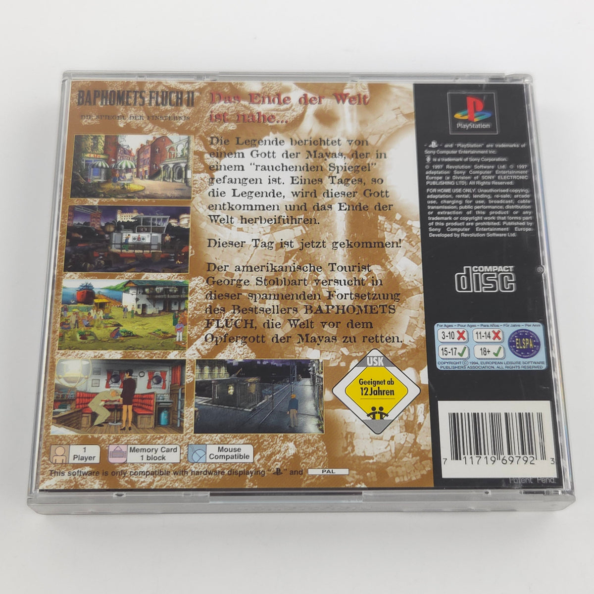 Playstation Spiel Baphomets Fluch II Die Spiegel PS1 OVP