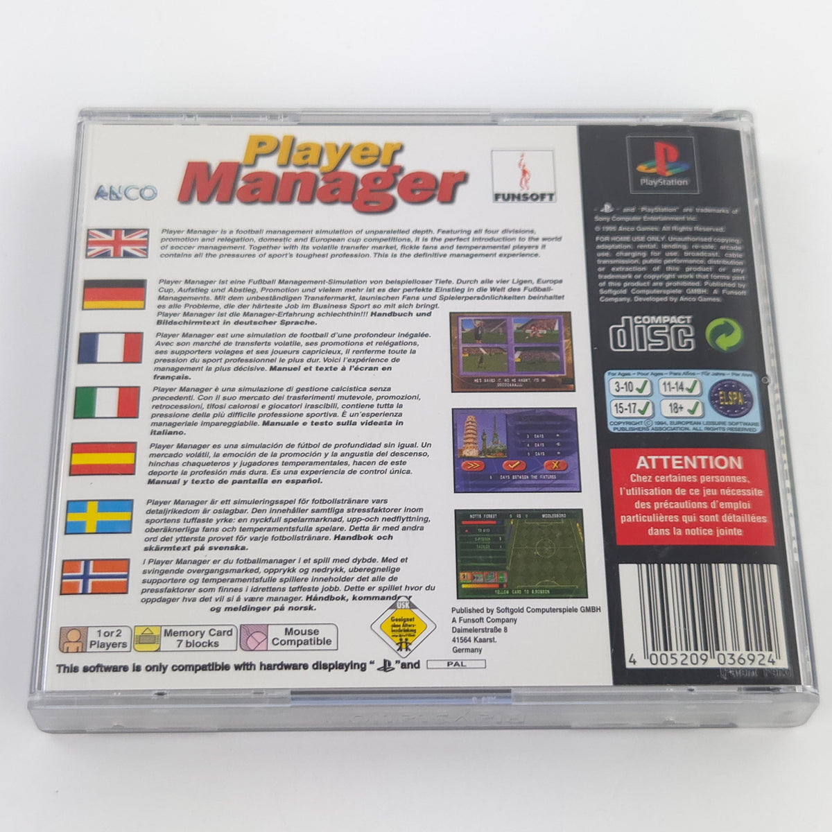 Sony Playstation Spiel Player Manager PS1 OVP PAL EUR