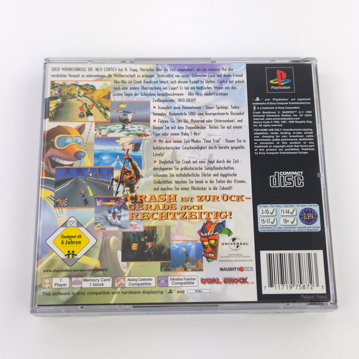 PlayStation 1 Spiel – Crash Bandicoot 3 Warped (OVP)