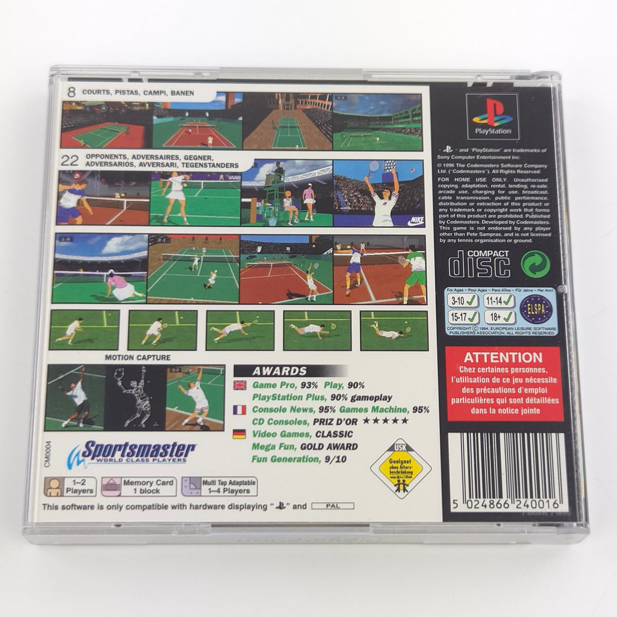 PlayStation 1 Spiel – Sampras Extreme Tennis PS1 OVP