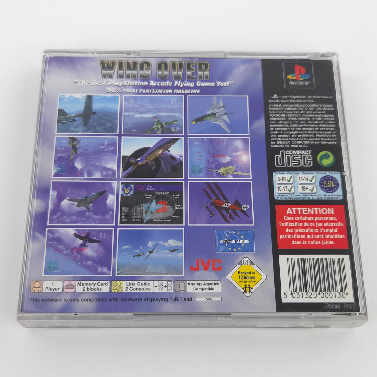 Sony Playstation Spiel Wing Over PS1 OVP Poster PAL EUR