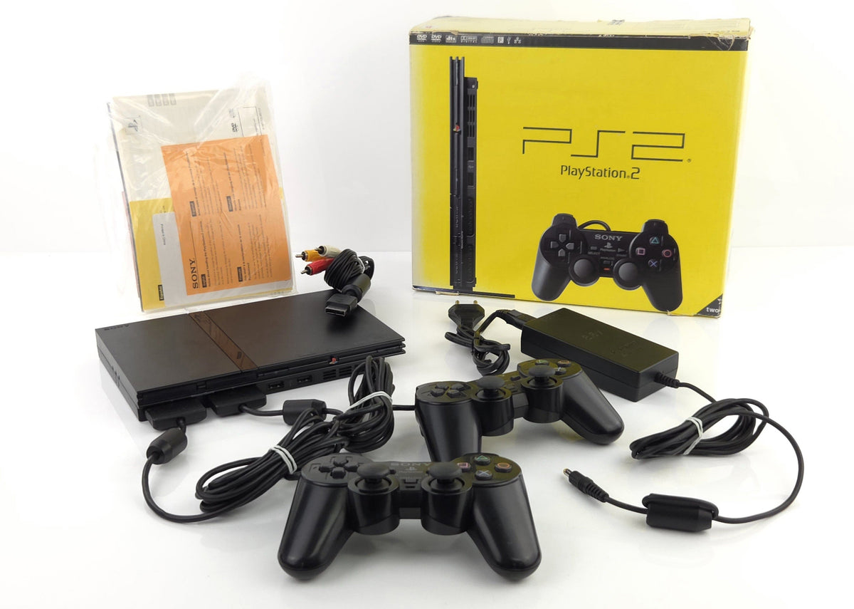 Sony Playstation 2 Slim Konsole Charcoal Black PS2 OVP PAL