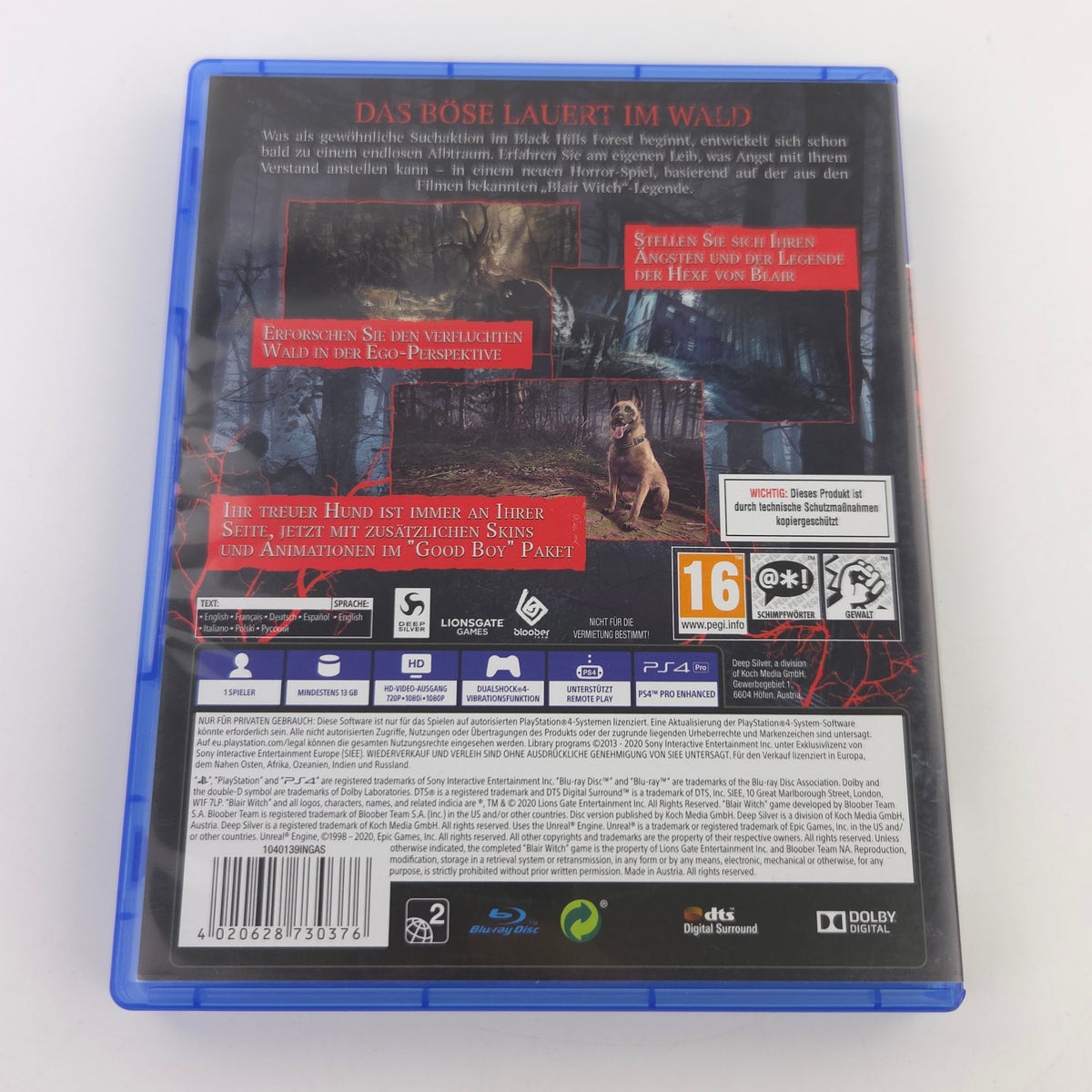 PlayStation 4 Spiel Blair Witch OVP PAL USK 18