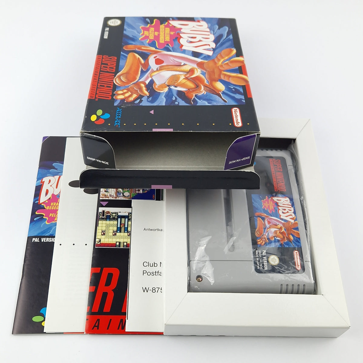 Super Nintendo Spiel – Bubsy OVP CIB PAL NOE SNES