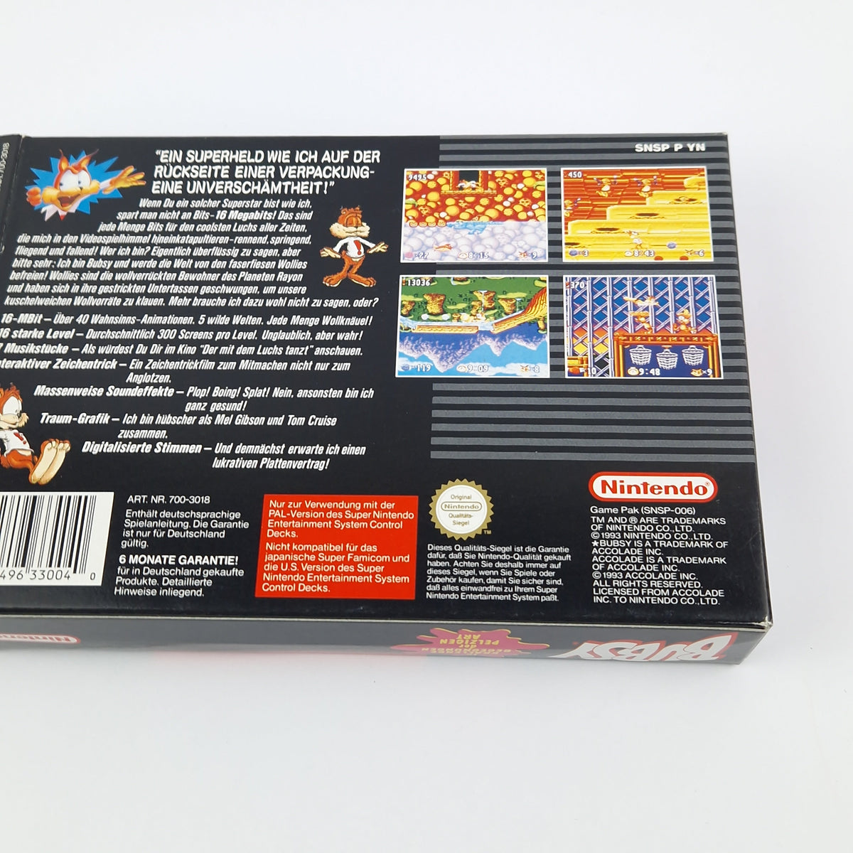 Super Nintendo Spiel – Bubsy OVP CIB PAL NOE SNES