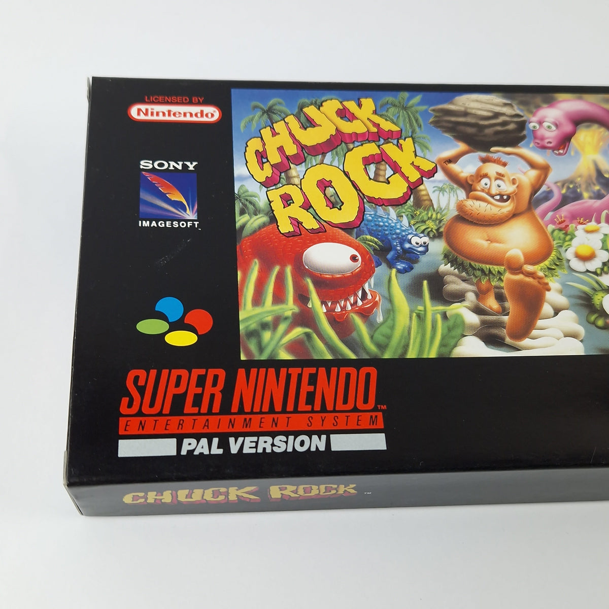 Super Nintendo Spiel – Chuck Rock OVP CIB PAL NOE