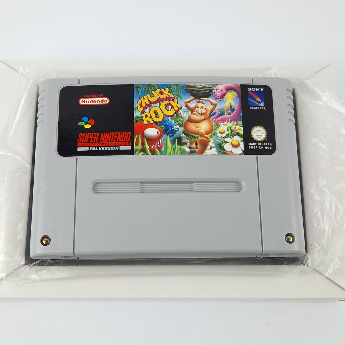 Super Nintendo Spiel – Chuck Rock OVP CIB PAL NOE