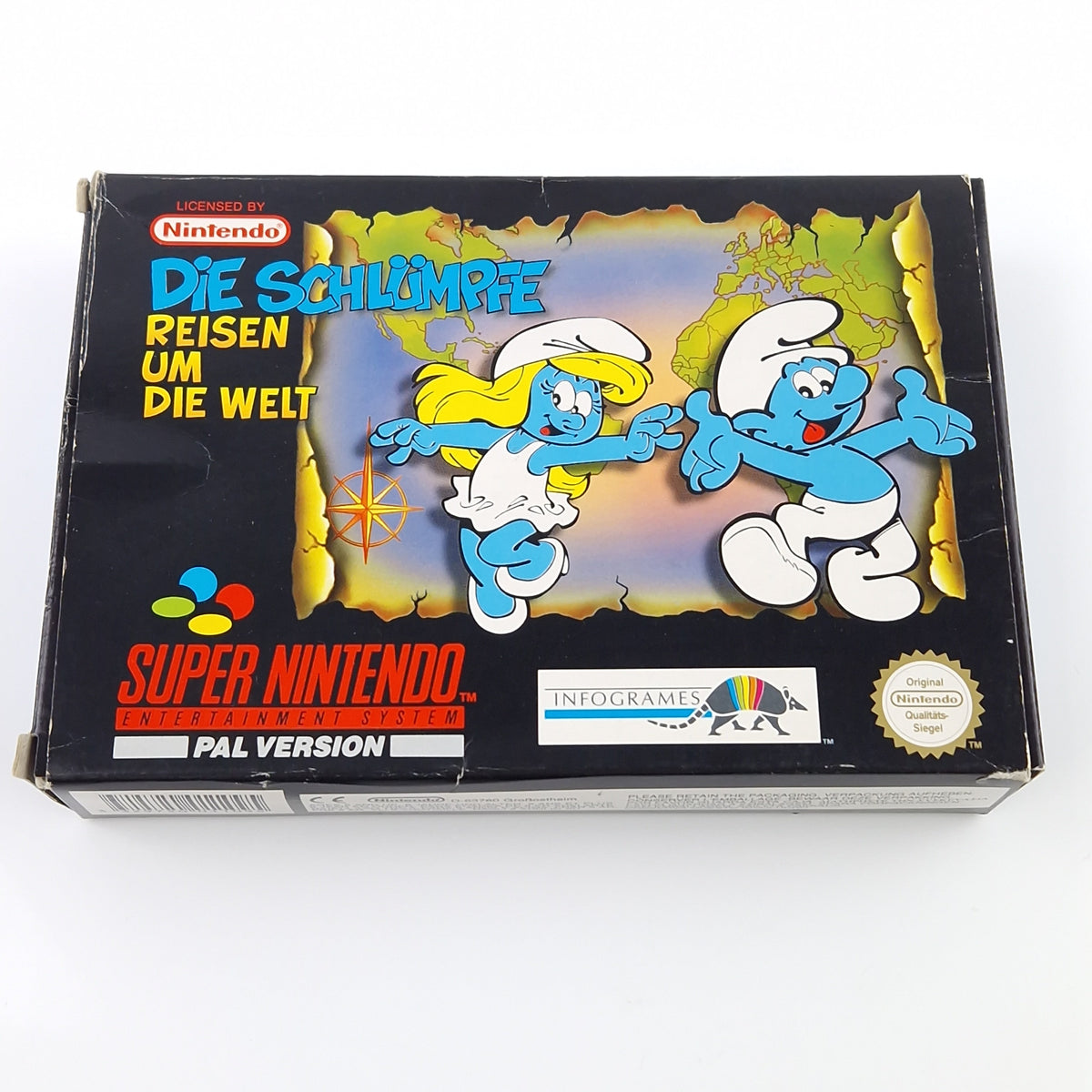 Super Nintendo Spiel – Die Schlümpfe Reisen um die Welt OVP