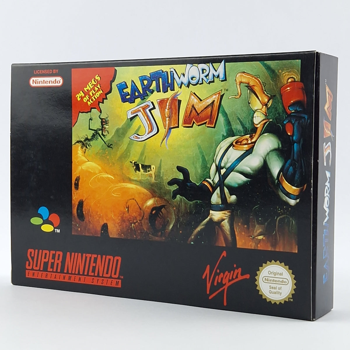 Super Nintendo Spiel – Earth Worm Jim OVP PAL CIB